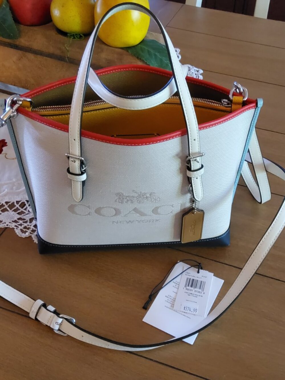 Like New Mollie Tote 25 in Colorblock Natural Multi CB651